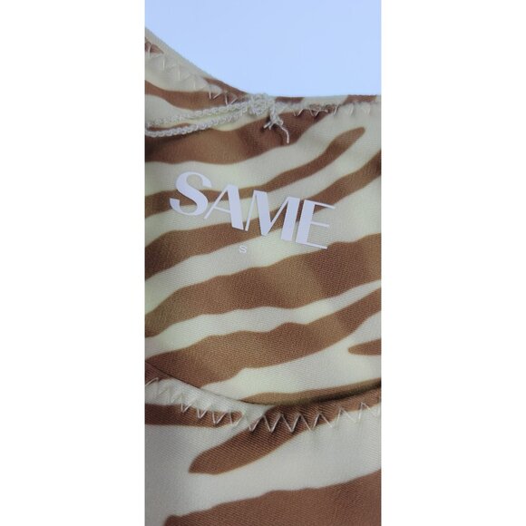 SAME Los Angeles Swim Bikiny Bottom Womens Acrylic 90s Color beige Brown Zebra S - Picture 4 of 9